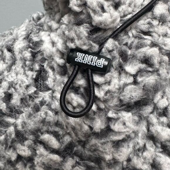 Victoria's Secret PINK Womens Gray Sherpa Full Zip Hooded Sweater Size Medium - Picture 4 of 4